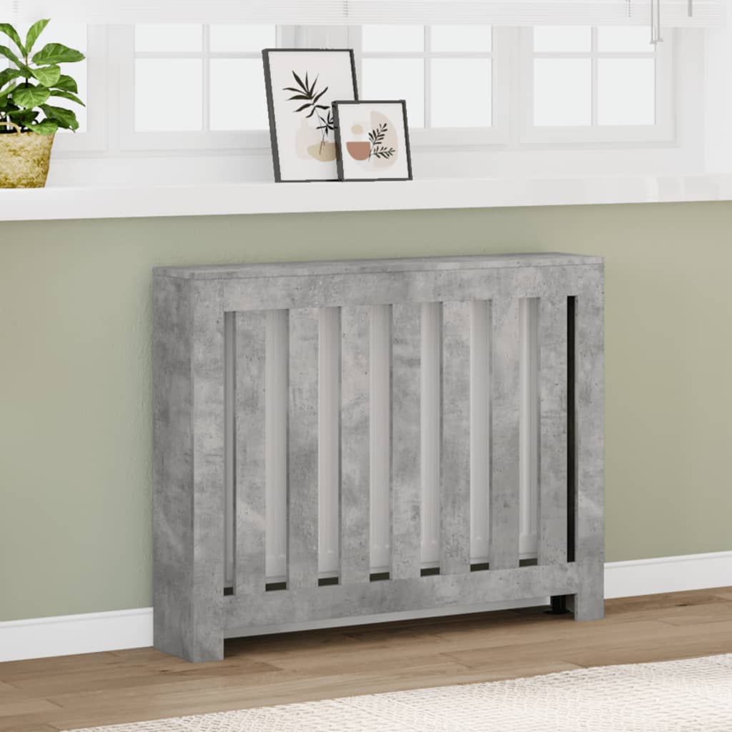 radiatorskjuler 104x20x82 cm konstrueret træ betongrå