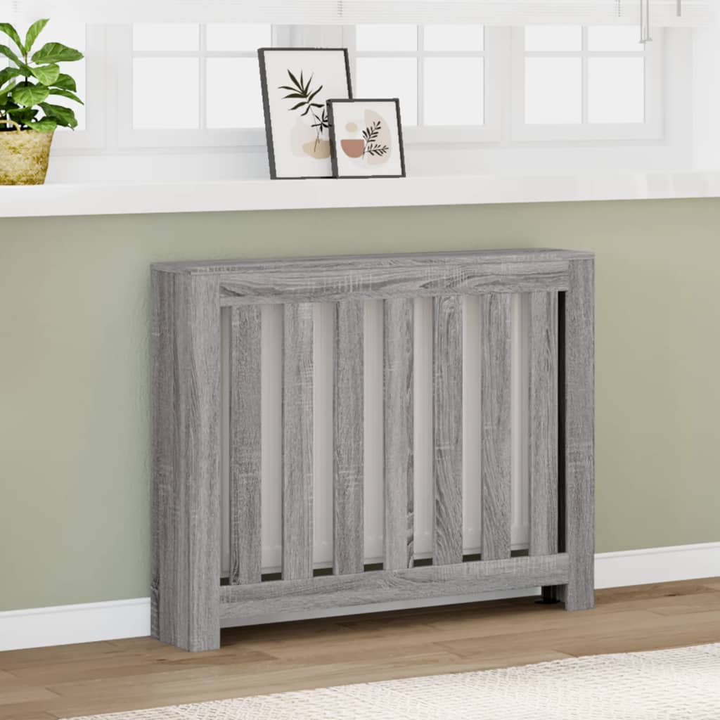 radiatorskjuler 104x20x82 cm konstrueret træ grå sonoma-eg
