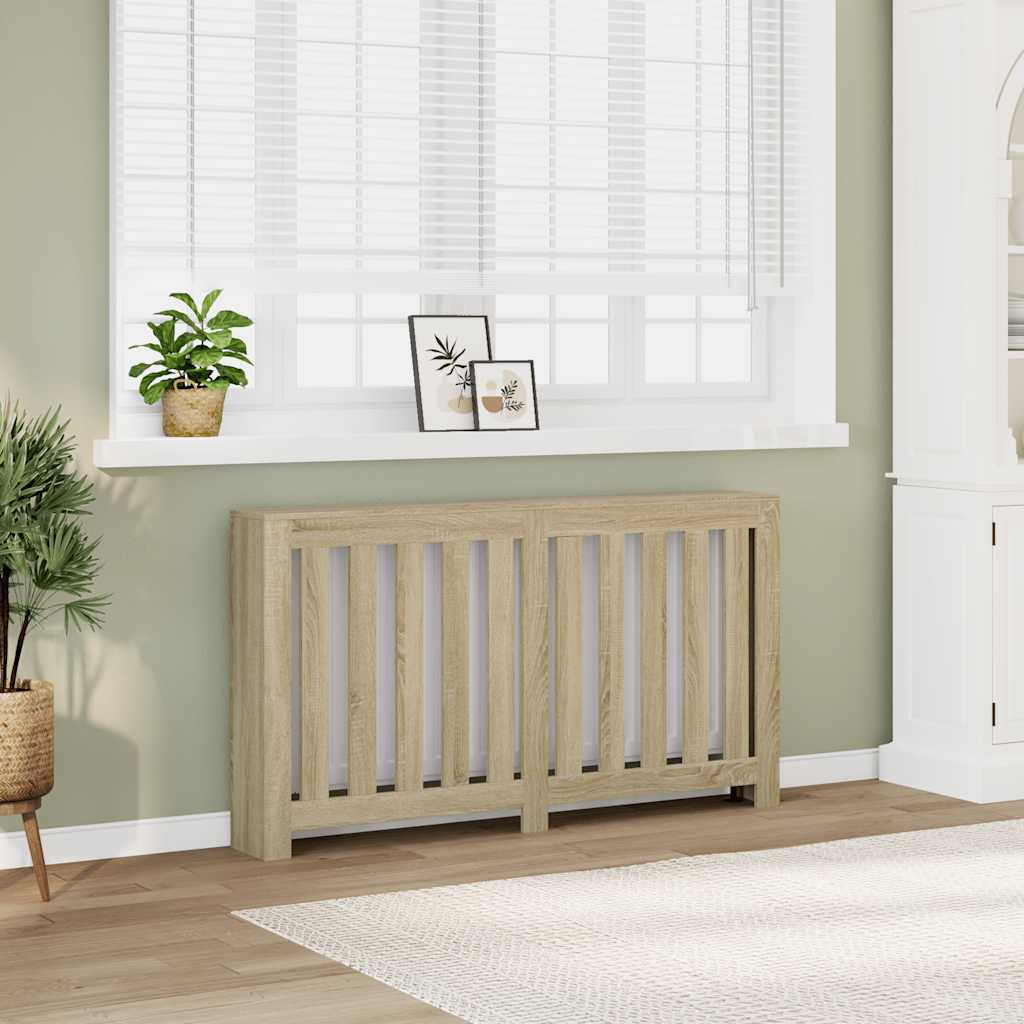radiatorskjuler 149x20x82 cm konstrueret træ sonoma-eg