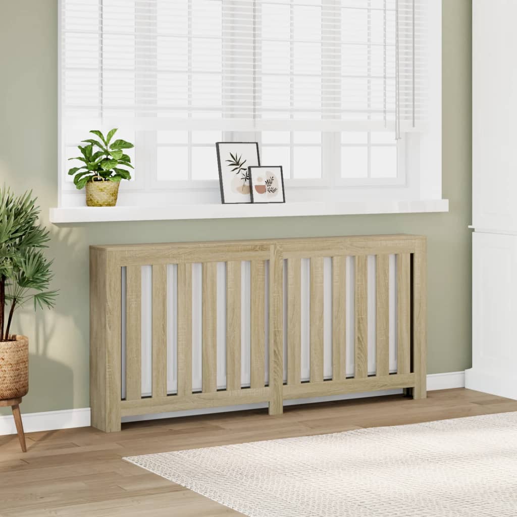 radiatorskjuler 175x20x82 cm konstrueret træ sonoma-eg