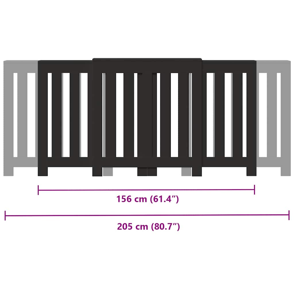 radiatorskjuler 205x21,5x83,5 cm konstrueret træ sort