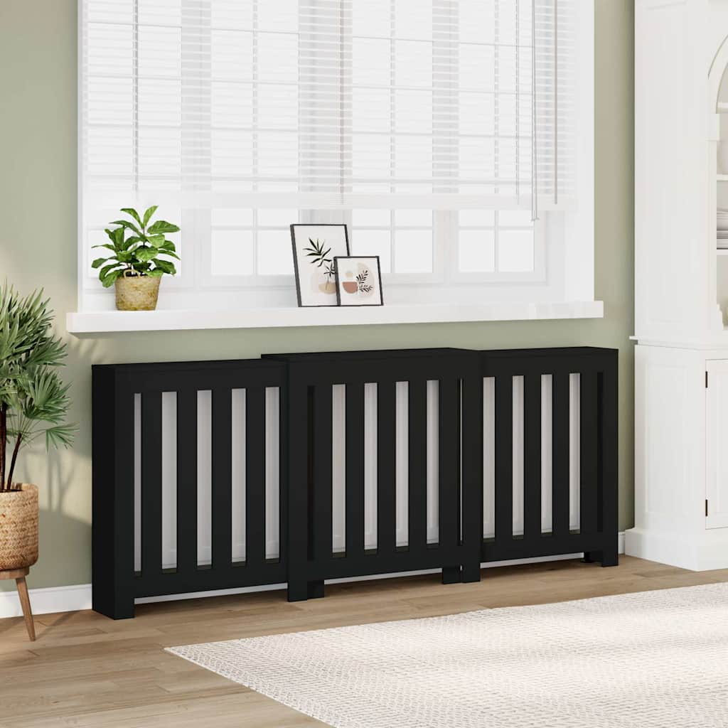 radiatorskjuler 205x21,5x83,5 cm konstrueret træ sort