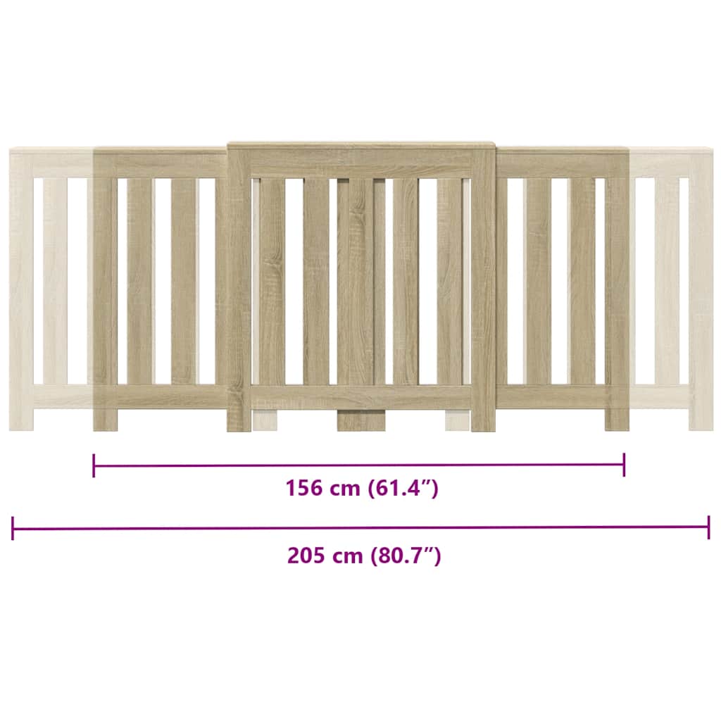 radiatorskjuler 205x21,5x83,5 cm konstrueret træ sonoma-eg