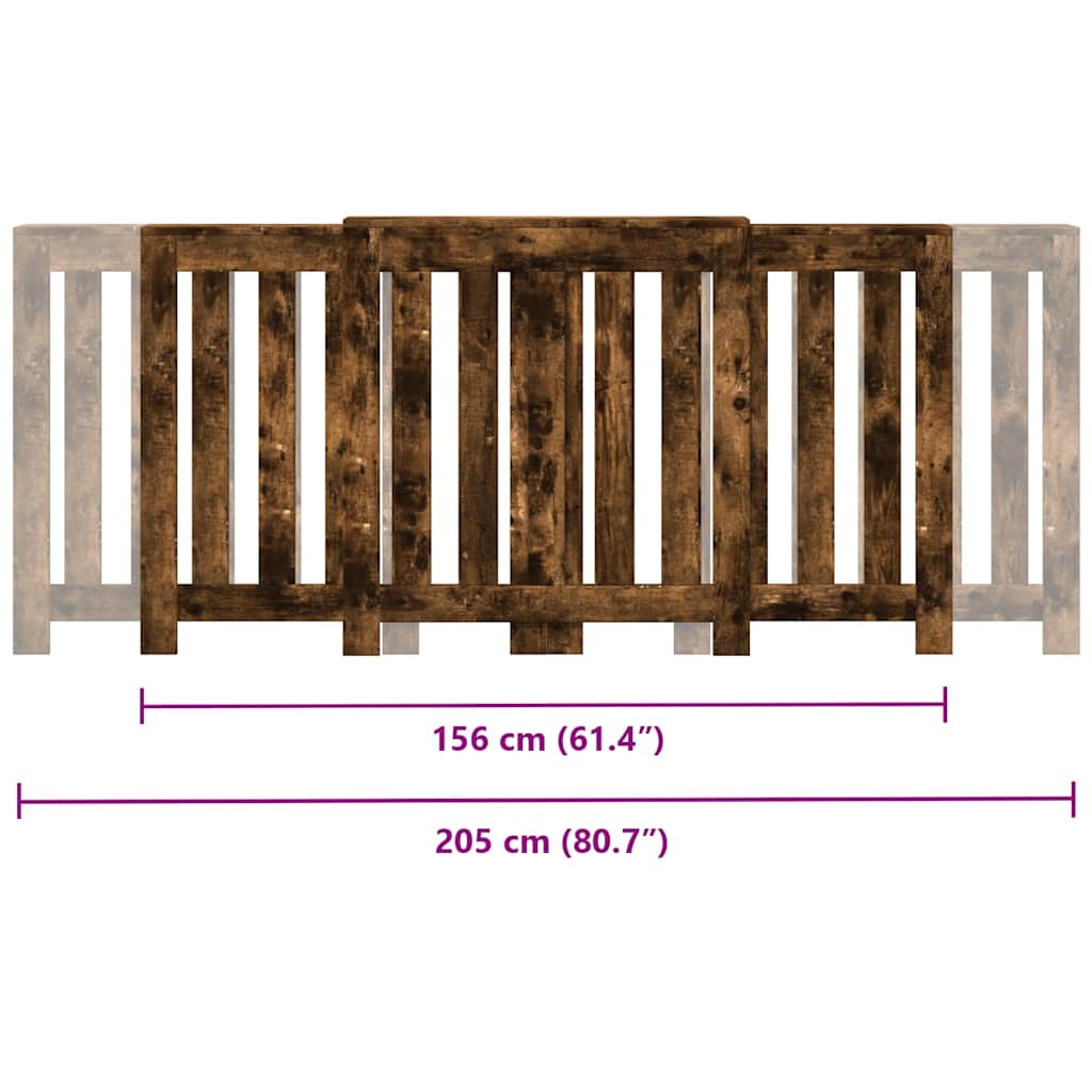 radiatorskjuler 205x21,5x83,5 cm konstrueret træ røget egetræ