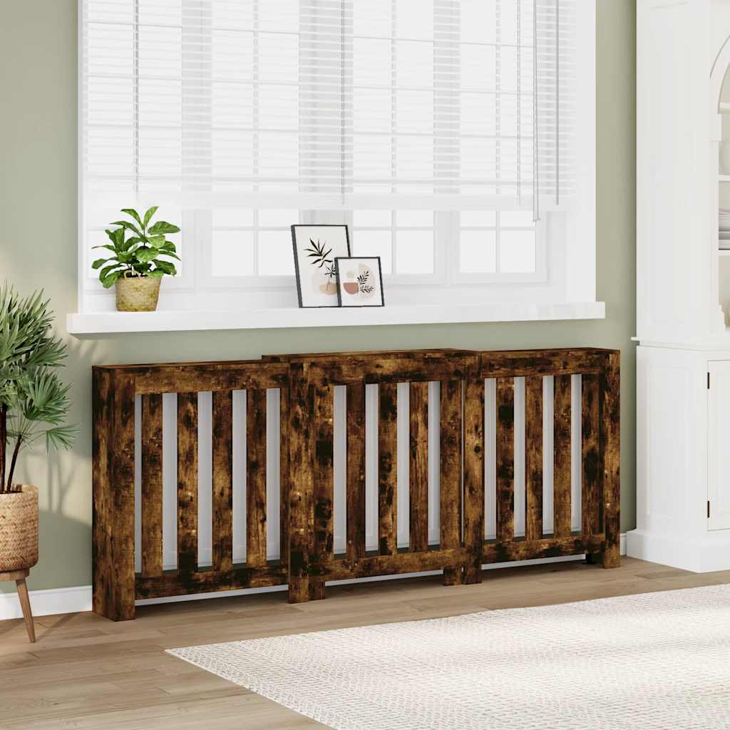 radiatorskjuler 205x21,5x83,5 cm konstrueret træ røget egetræ