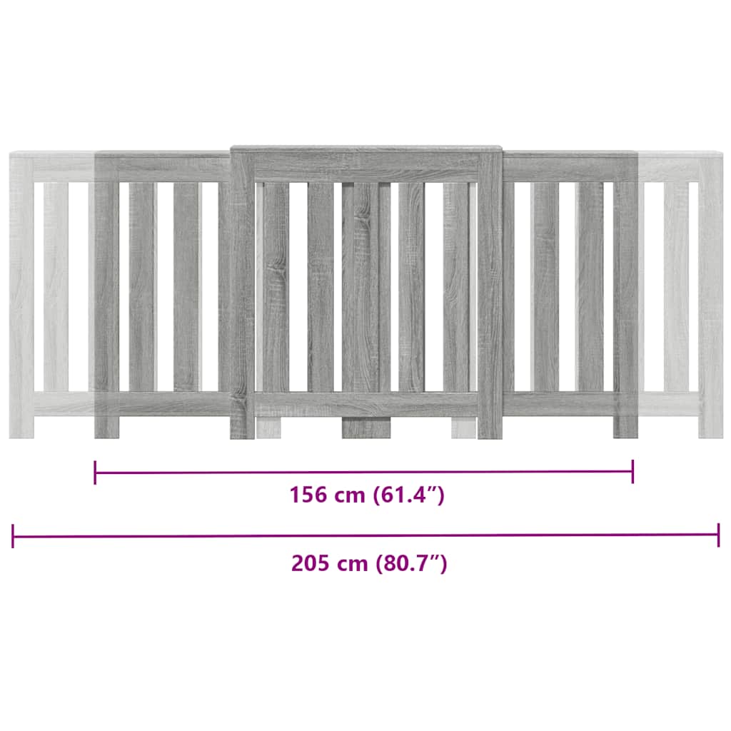 radiatorskjuler 205x21,5x83,5 cm konstrueret træ grå sonoma-eg