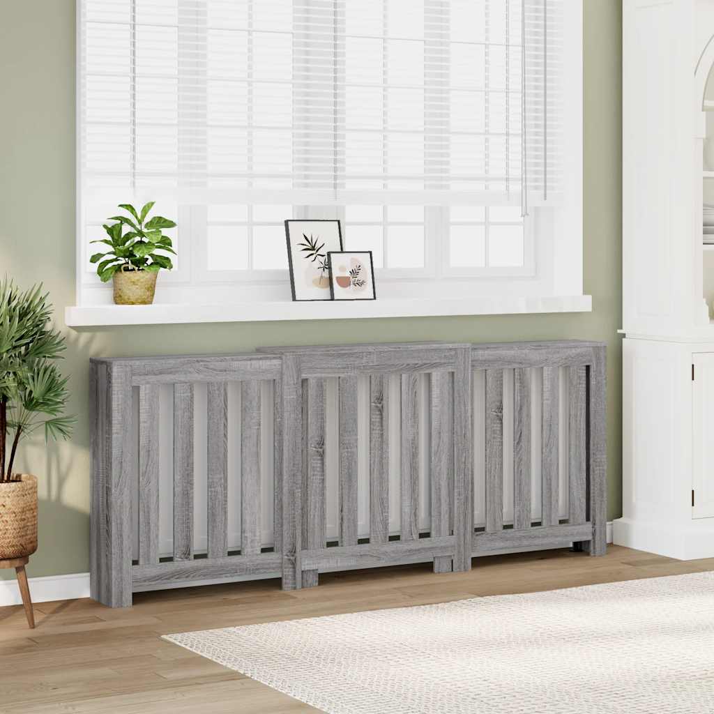 radiatorskjuler 205x21,5x83,5 cm konstrueret træ grå sonoma-eg