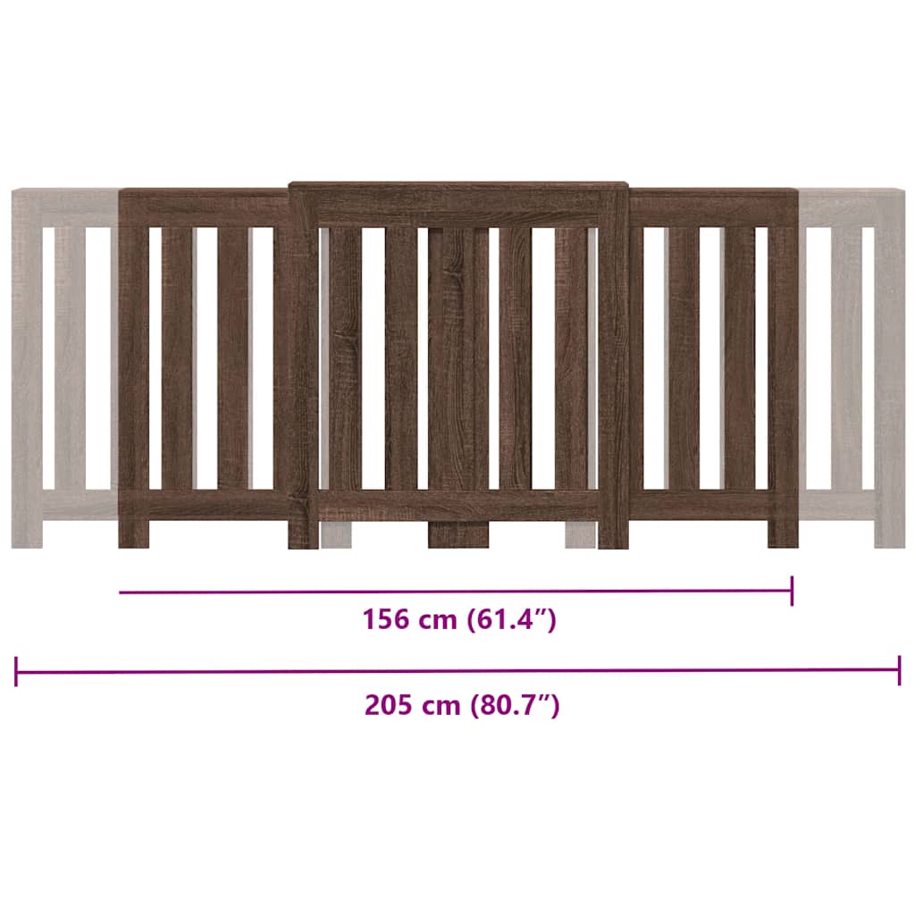 radiatorskjuler 205x21,5x83,5 cm konstrueret træ brun egetræ