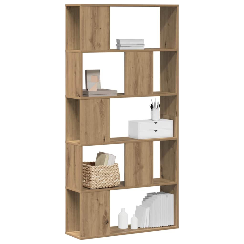 bogreol 80,5x23,5x162,5 cm 5 hylder konstrueret træ eg