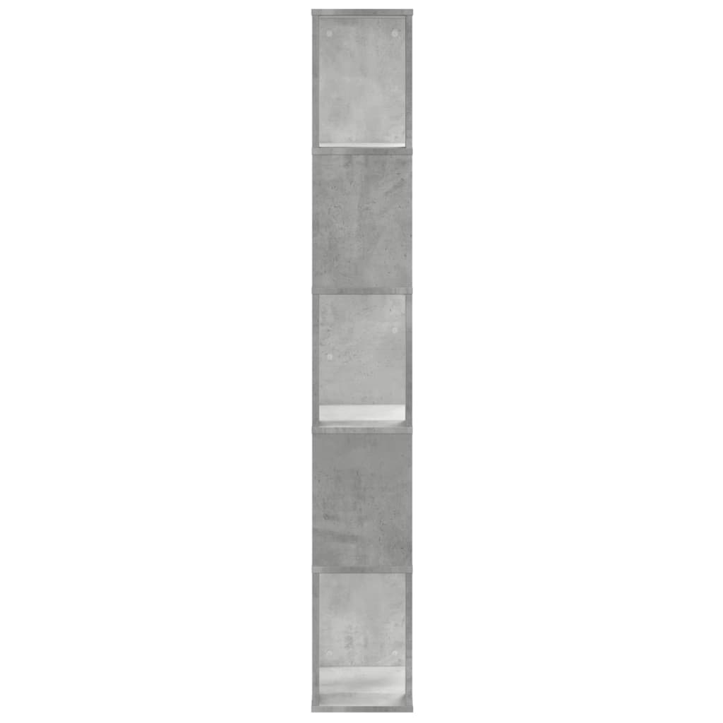 bogreol 45x23,5x162,5 cm 5 hylder konstrueret træ betongrå