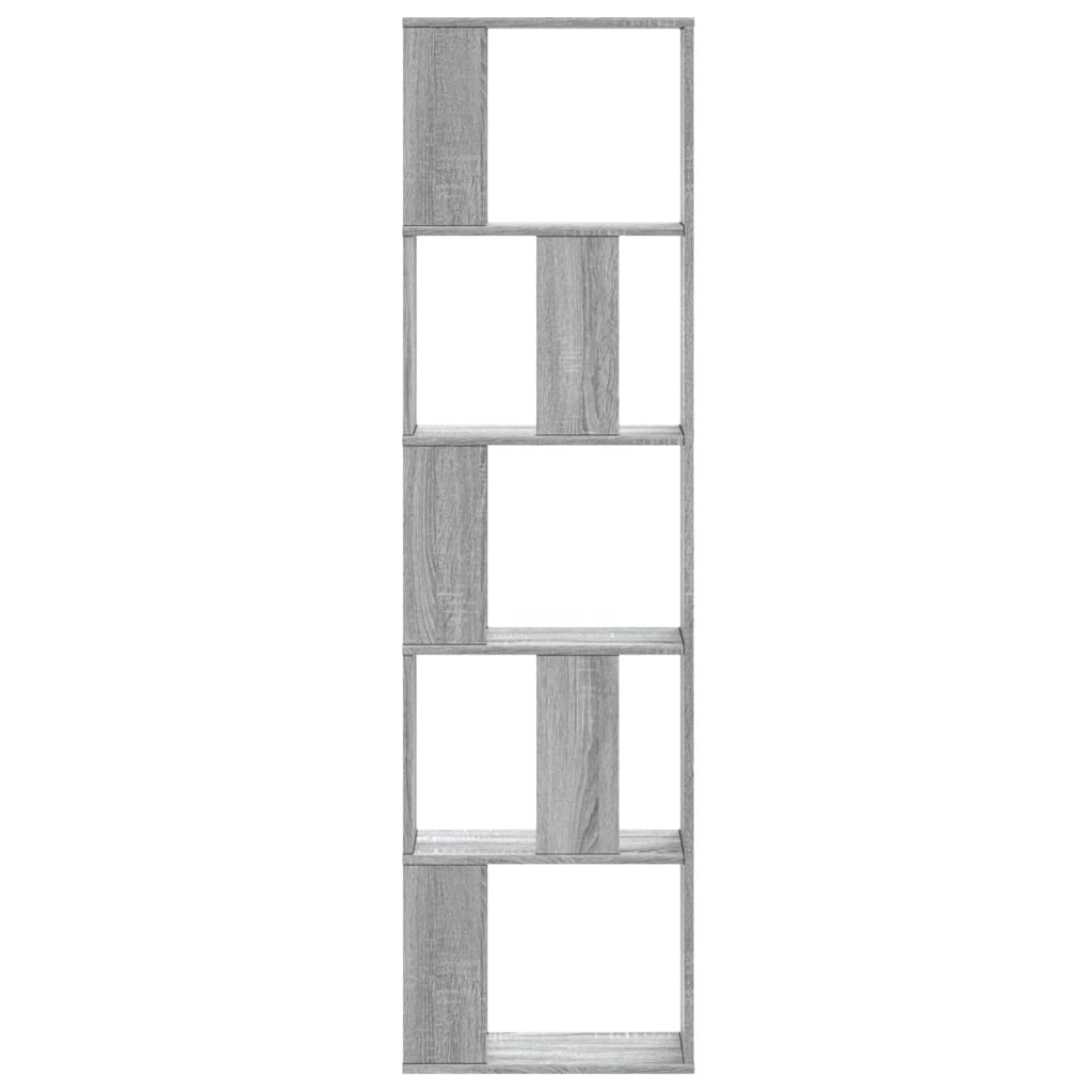 bogreol 45x23,5x162,5 cm 5 hylder konstrueret træ grå sonoma