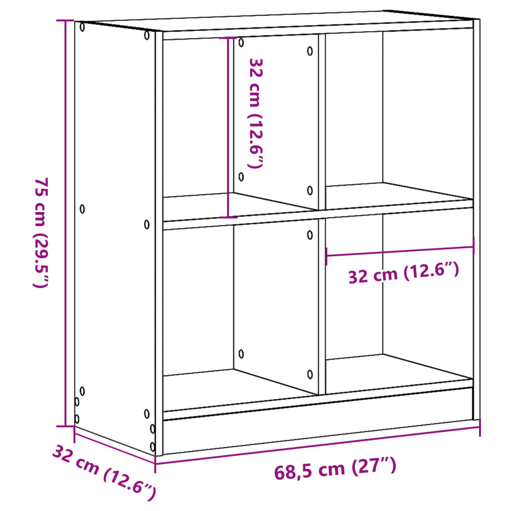 skab 68,5x32x75 cm konstrueret træ grå sonoma-eg