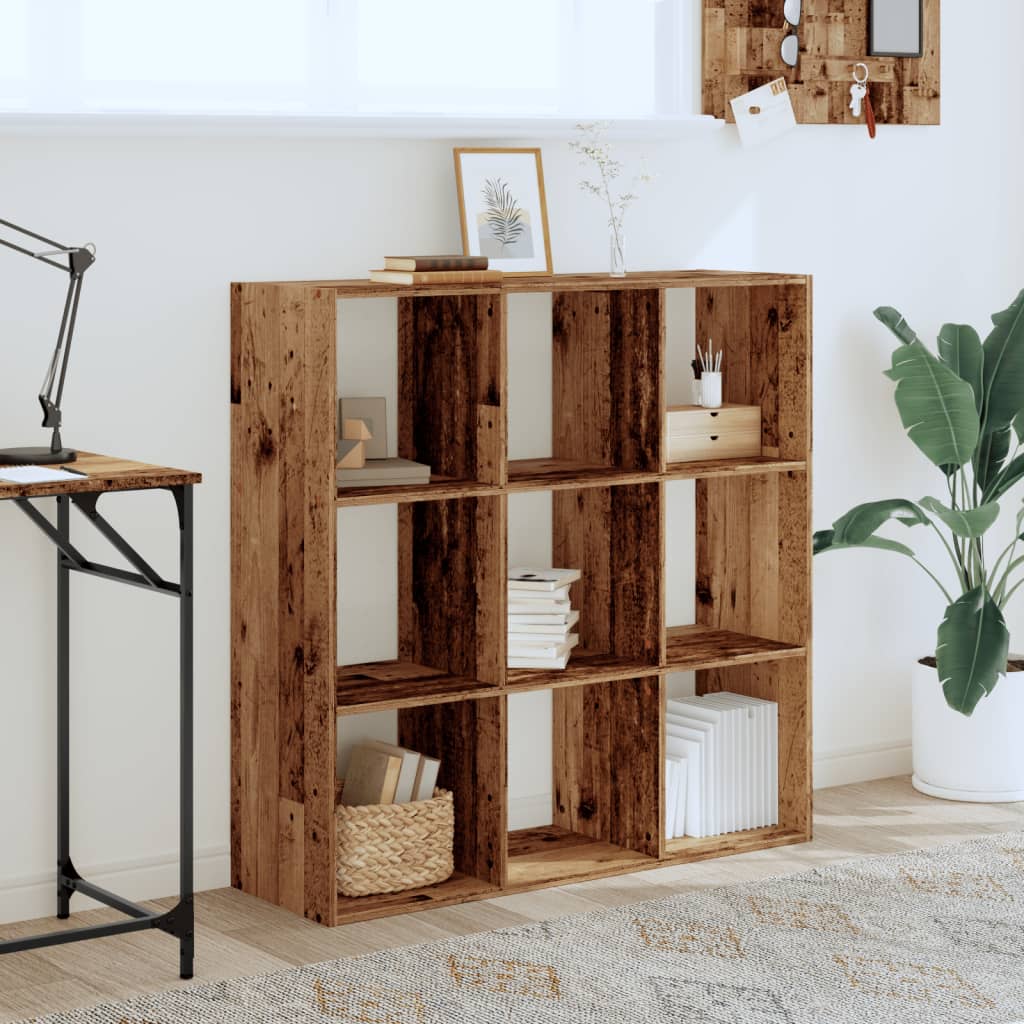 bogreol 102x32x102 cm konstrueret træ antikt træ