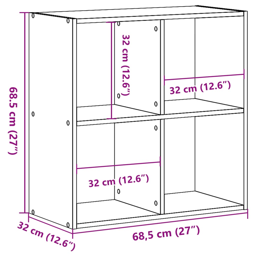 skab 68,5x32x68,5 cm konstrueret træ sonoma-eg