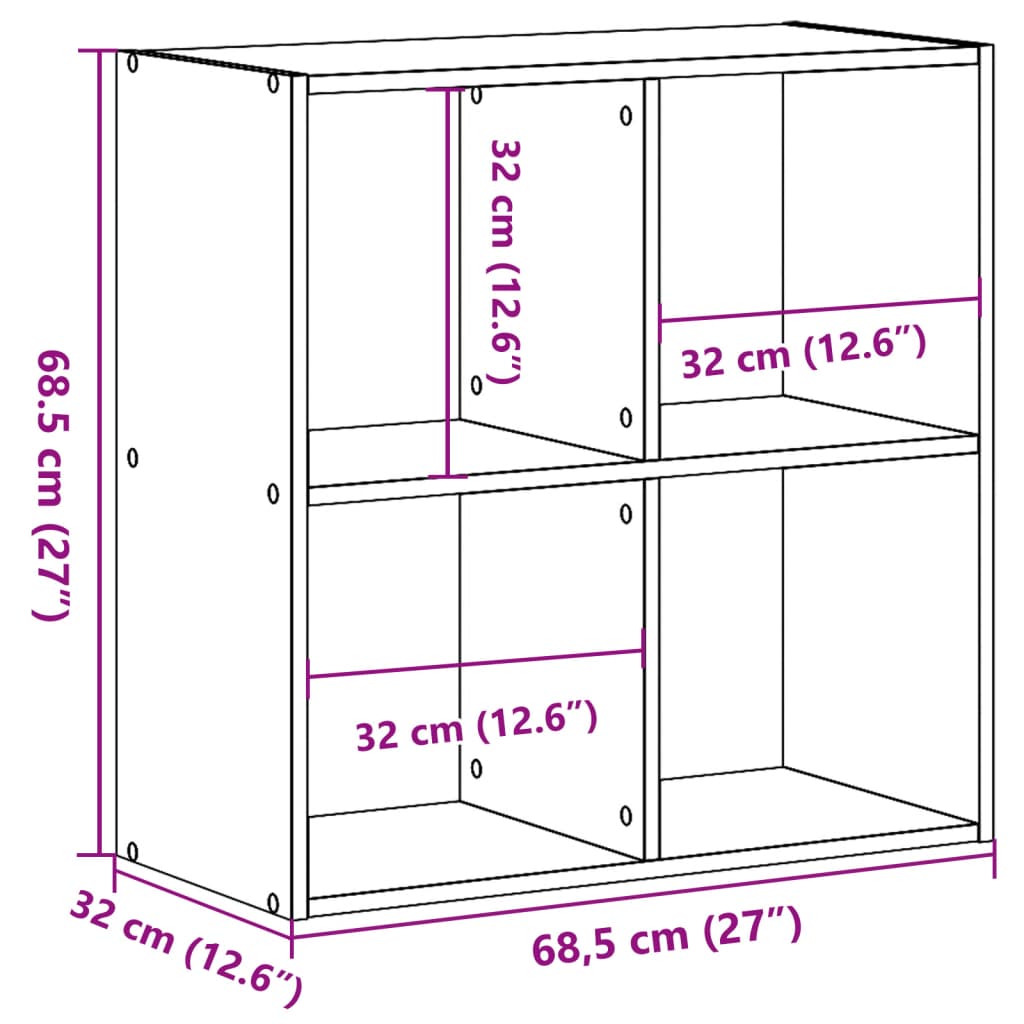 skab 68,5x32x68,5 cm konstrueret træ grå sonoma-eg