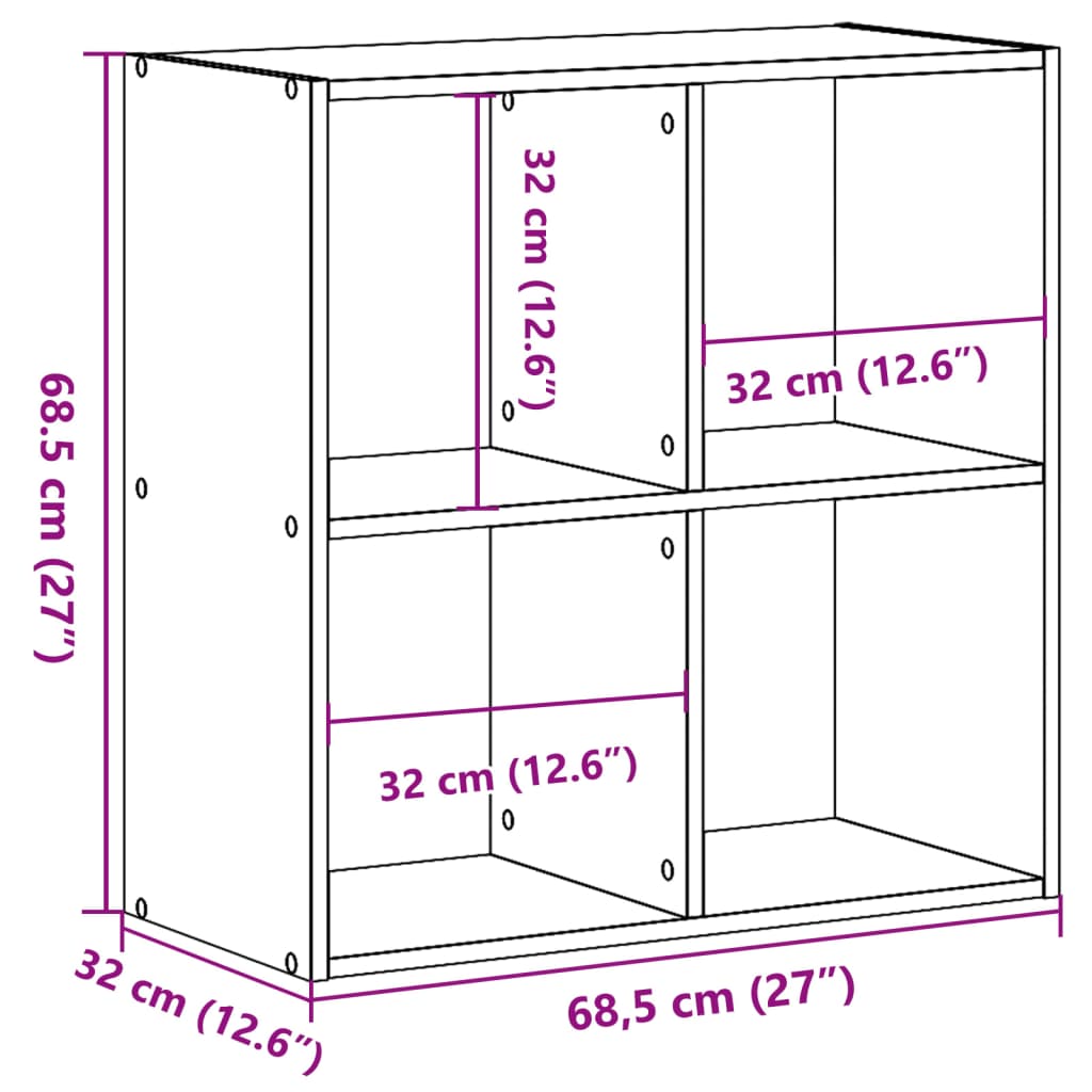 skab 68,5x32x68,5 cm konstrueret træ antikt træ