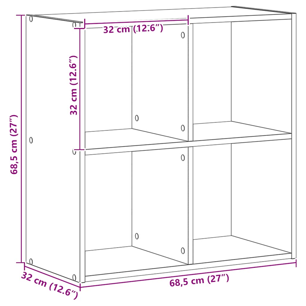 skab 68,5x32x68,5 cm konstrueret træ egetræsfarve