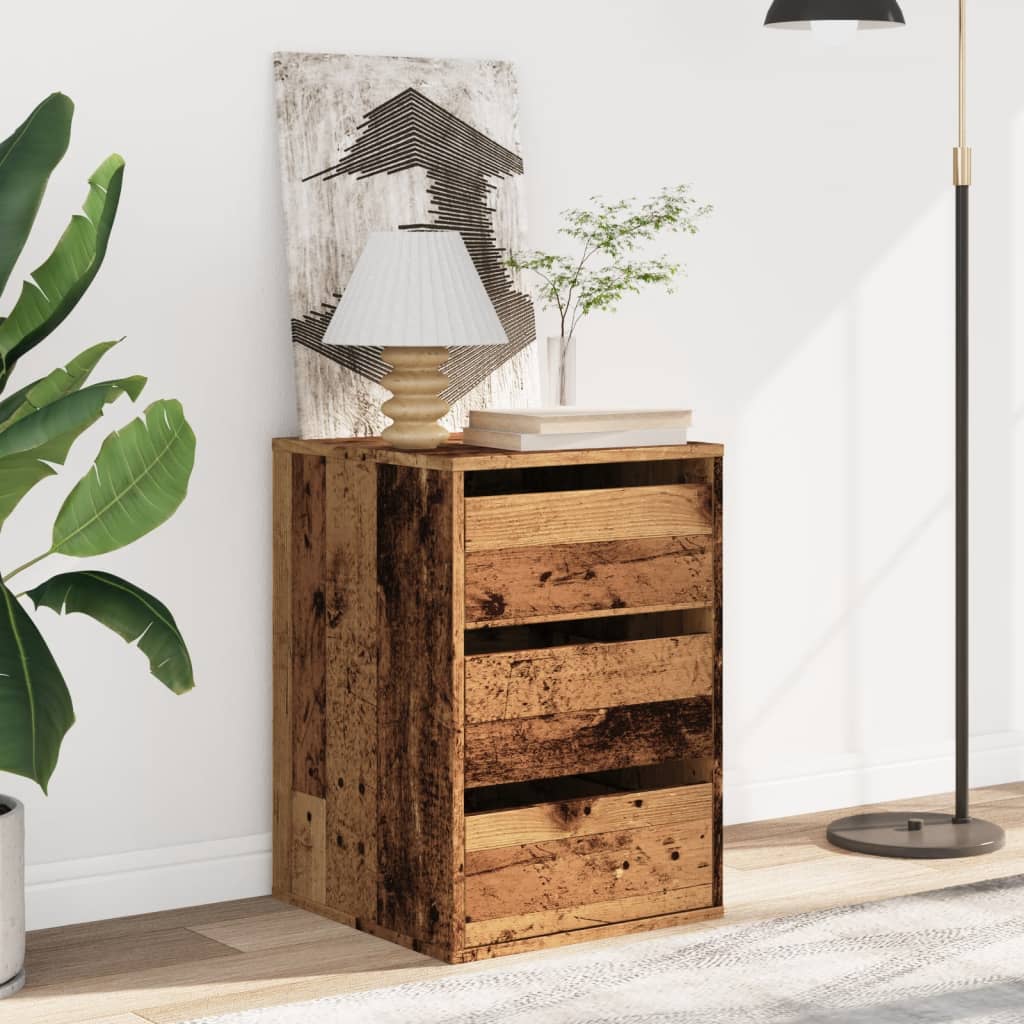 kommode til hjørne 40x41x58 cm konstrueret træ antikt træ