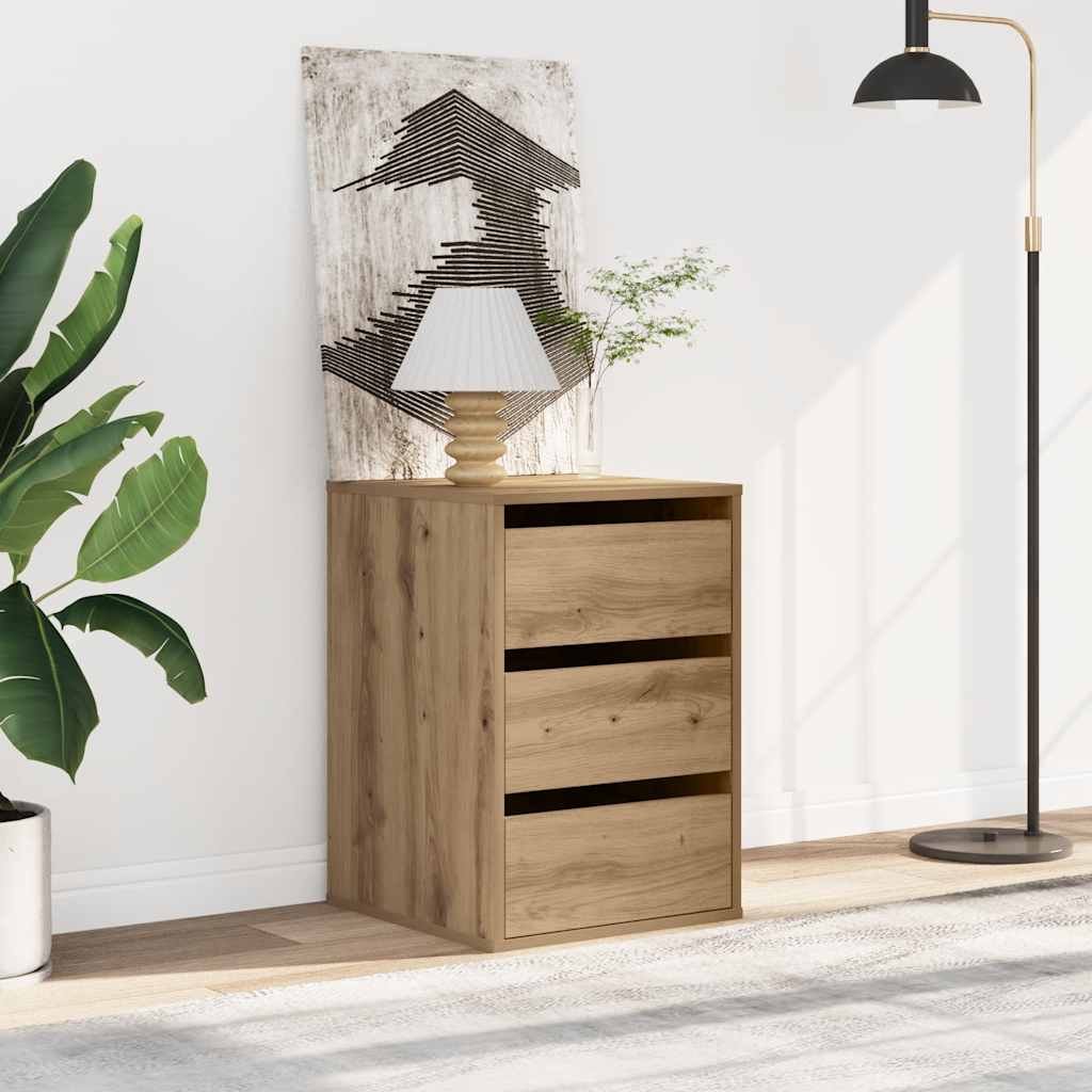 kommode til hjørne 40x41x58 cm konstrueret træ egetræsfarve