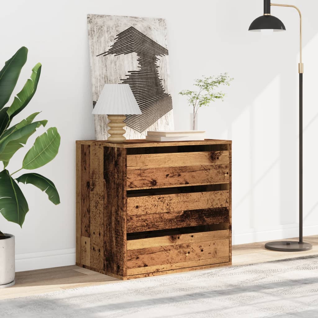 kommode til hjørne 60x41x58 cm konstrueret træ antikt træ