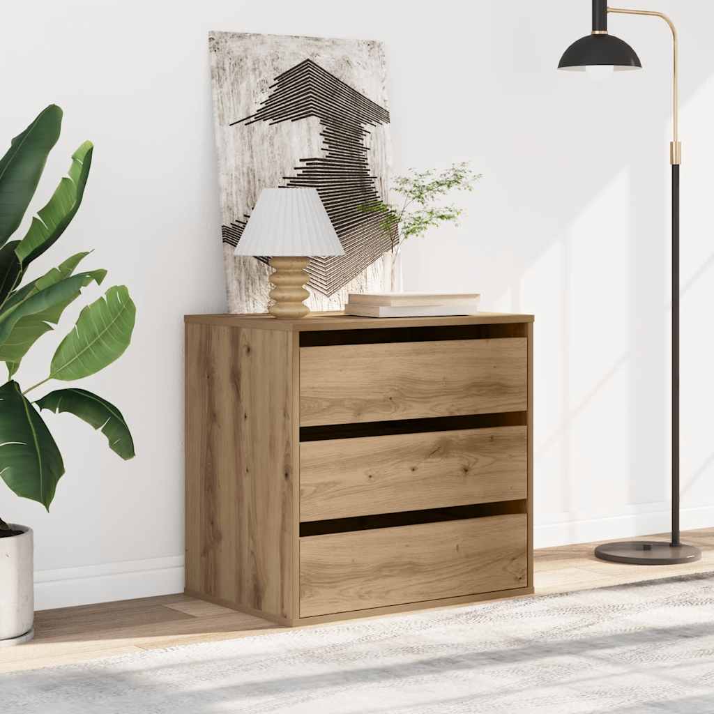 kommode til hjørne 60x41x58 cm konstrueret træ egetræsfarve