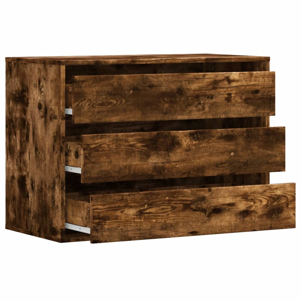 kommode til hjørne 80x41x58 cm konstrueret træ røget egetræ