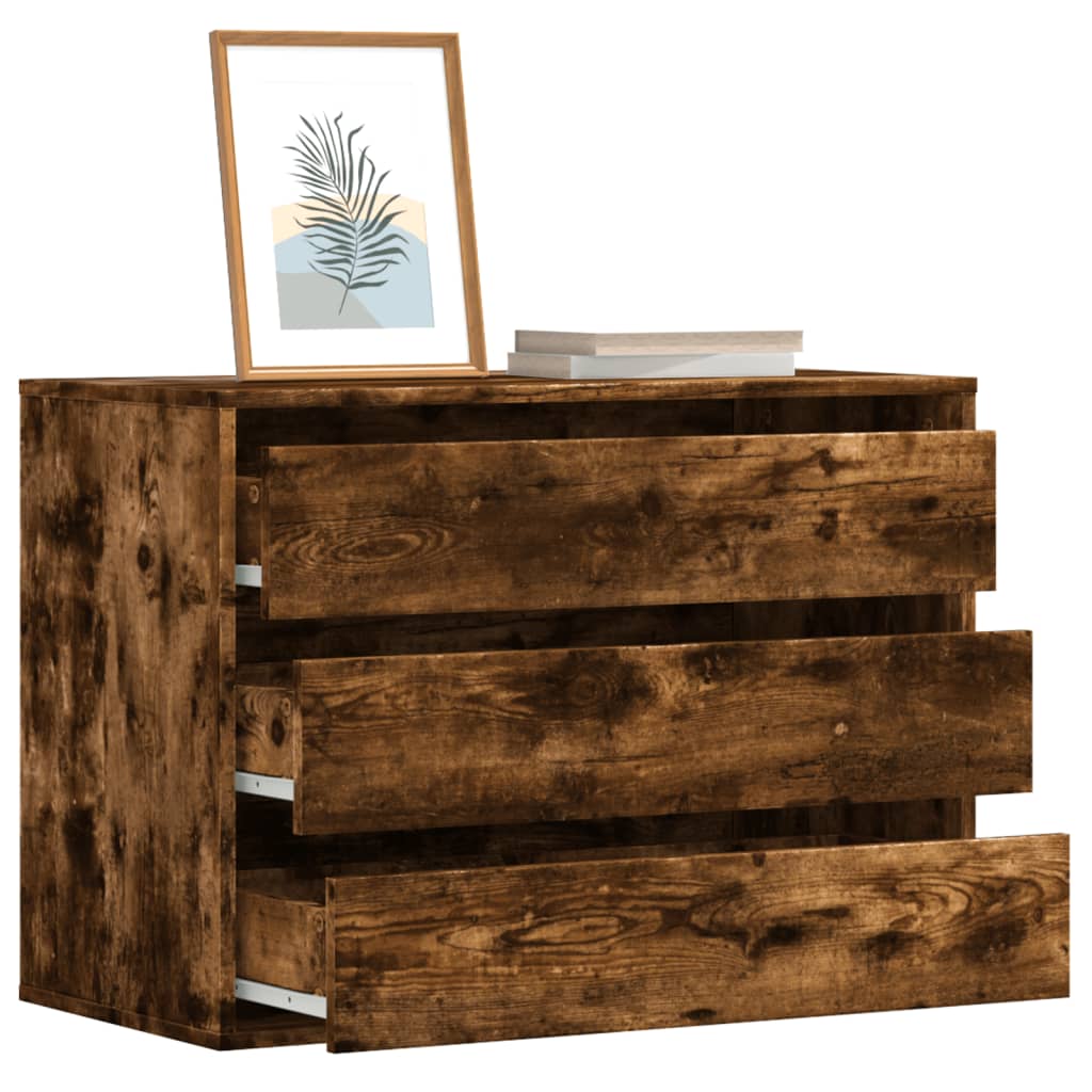 kommode til hjørne 80x41x58 cm konstrueret træ røget egetræ