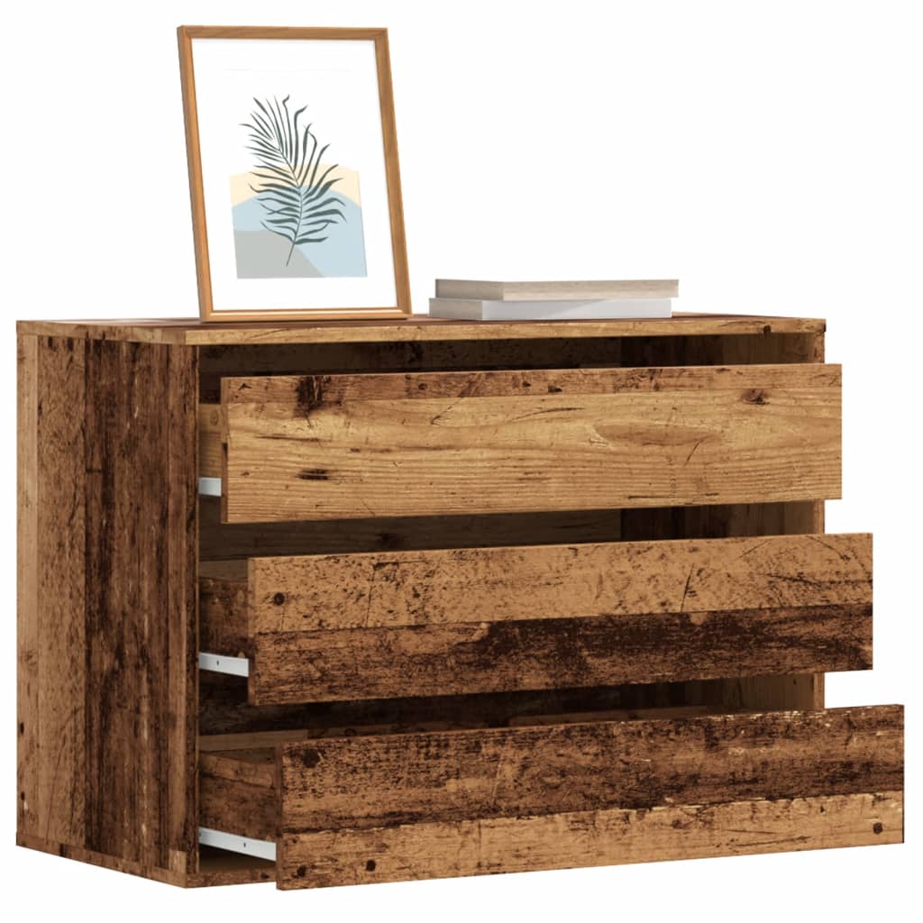 kommode til hjørne 80x41x58 cm konstrueret træ antikt træ