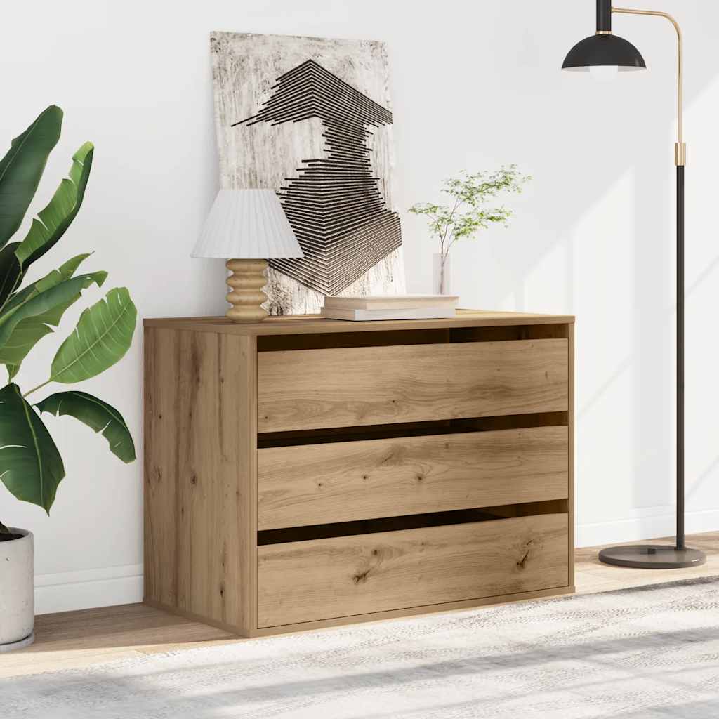 kommode til hjørne 80x41x58 cm konstrueret træ egetræsfarve