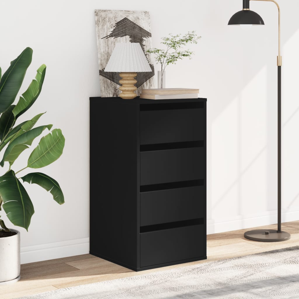 kommode til hjørne 40x41x76 cm konstrueret træ sort