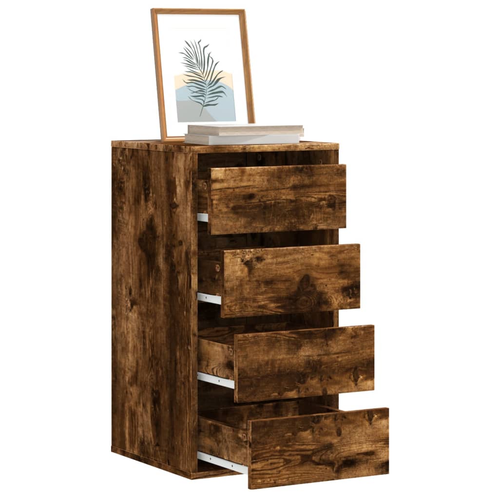 kommode til hjørne 40x41x76 cm konstrueret træ røget egetræ