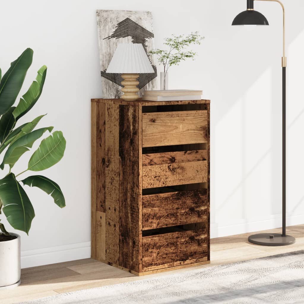 kommode til hjørne 40x41x76 cm konstrueret træ antikt træ