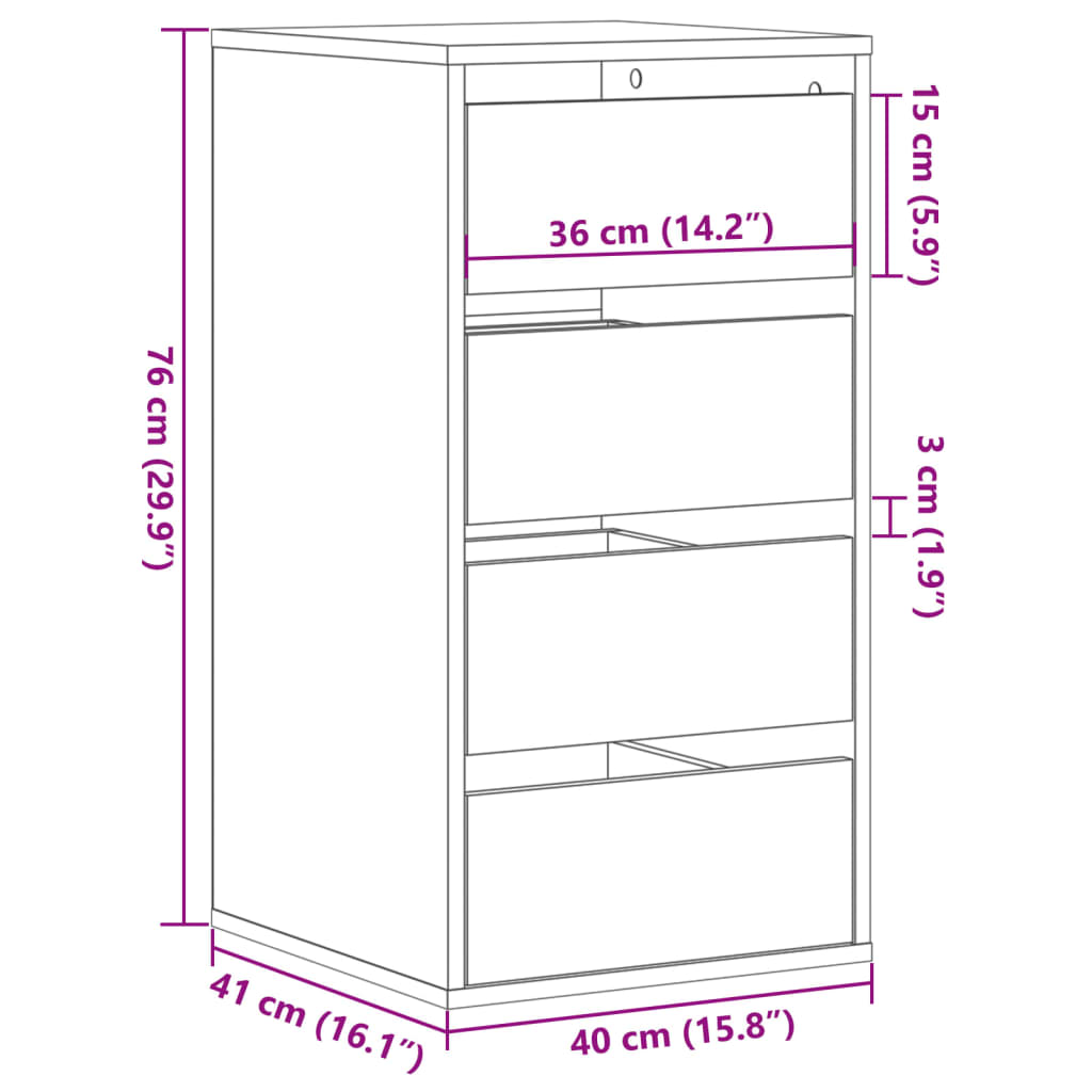 kommode til hjørne 40x41x76 cm konstrueret træ antikt træ