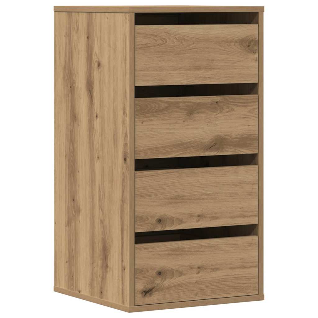 kommode til hjørne 40x41x76 cm konstrueret træ egetræsfarve