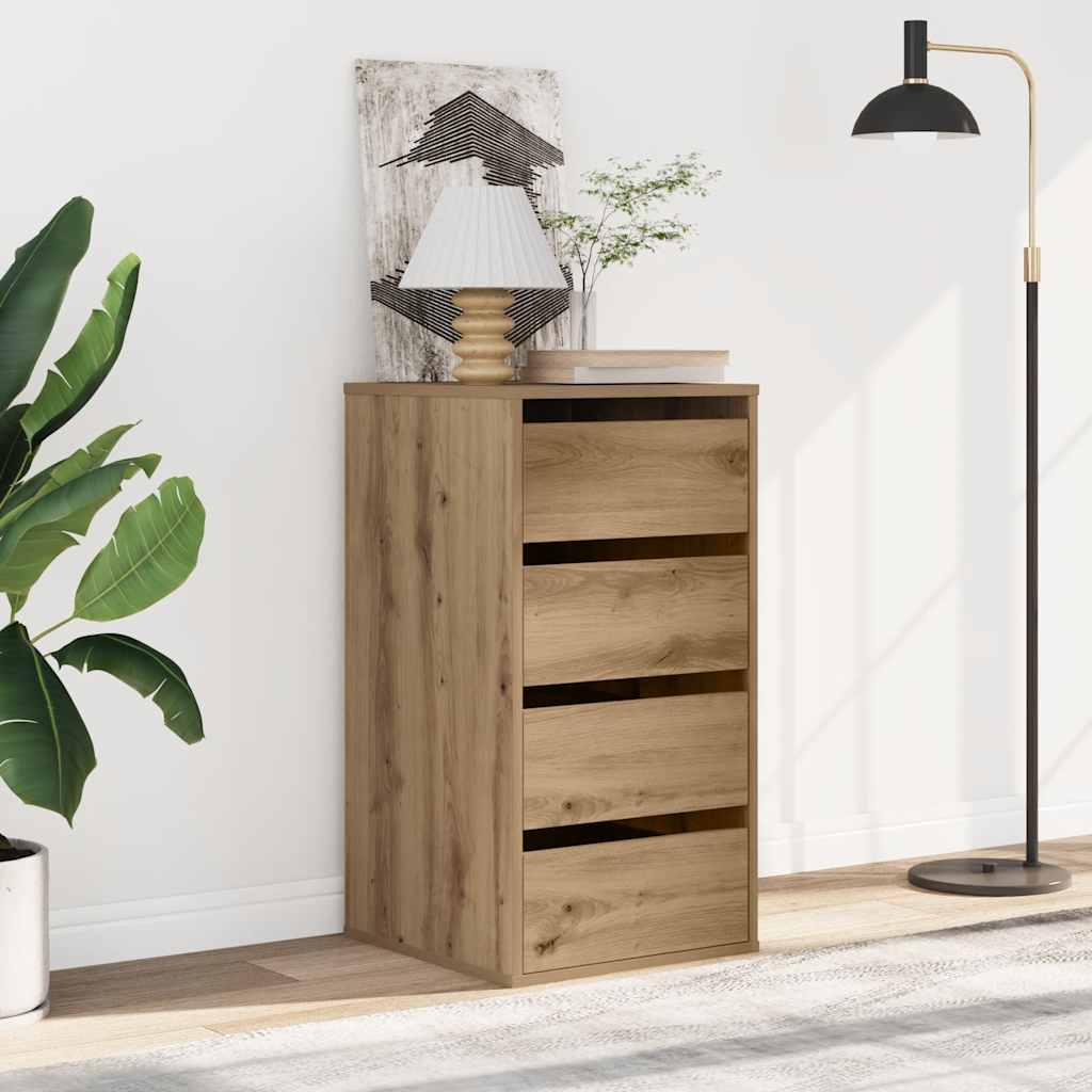 kommode til hjørne 40x41x76 cm konstrueret træ egetræsfarve