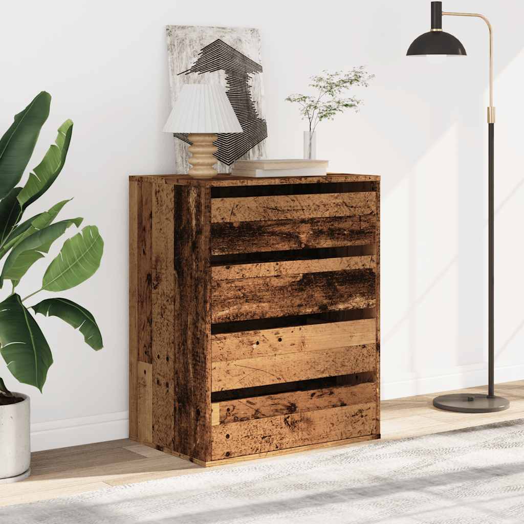 kommode til hjørne 60x41x76 cm konstrueret træ antikt træ