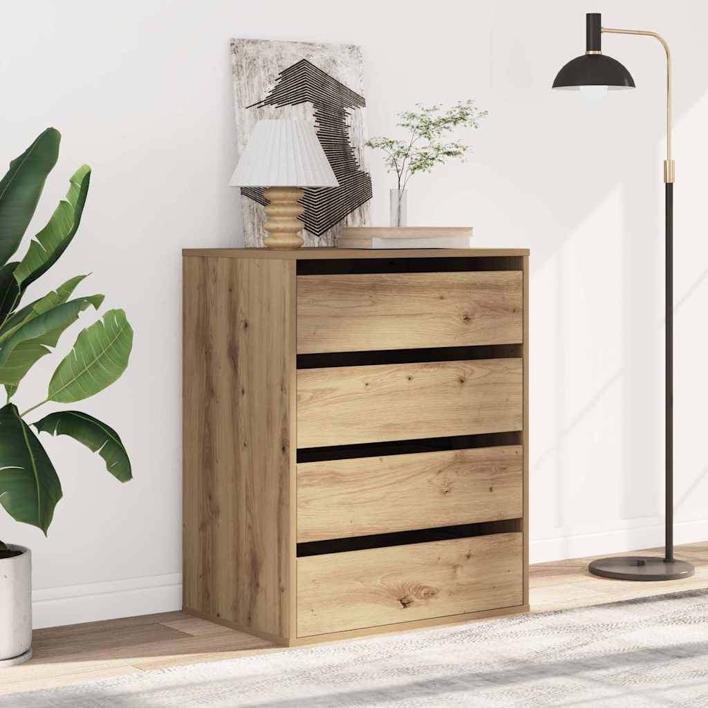 kommode til hjørne 60x41x76 cm konstrueret træ egetræsfarve