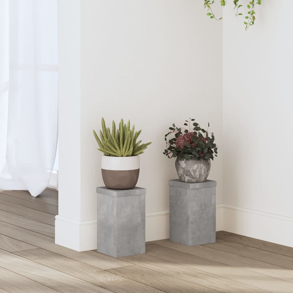Planteholder 2 stk. Betongrå 10 x 10 x 18 cm Konstrueret træ