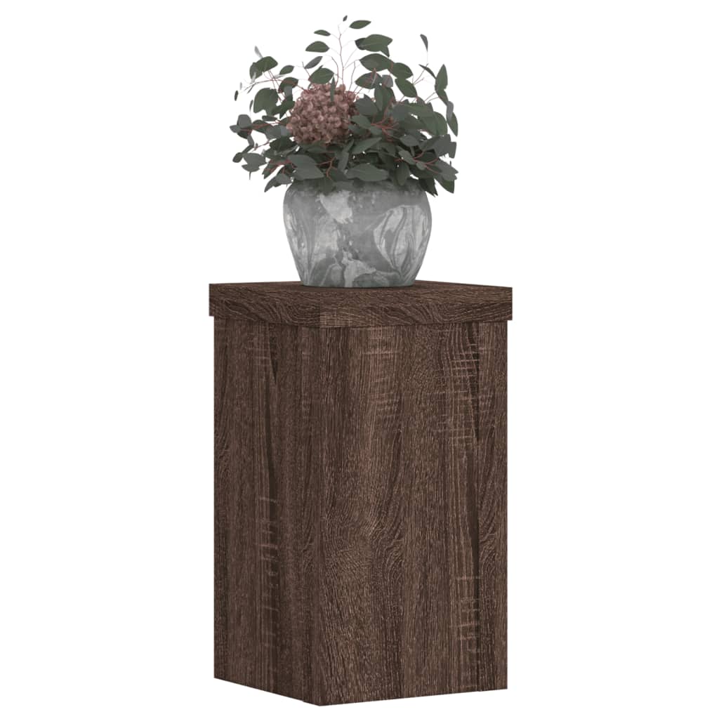 plantestativer 2 stk. 10x10x18 cm konstrueret træ brunt eg