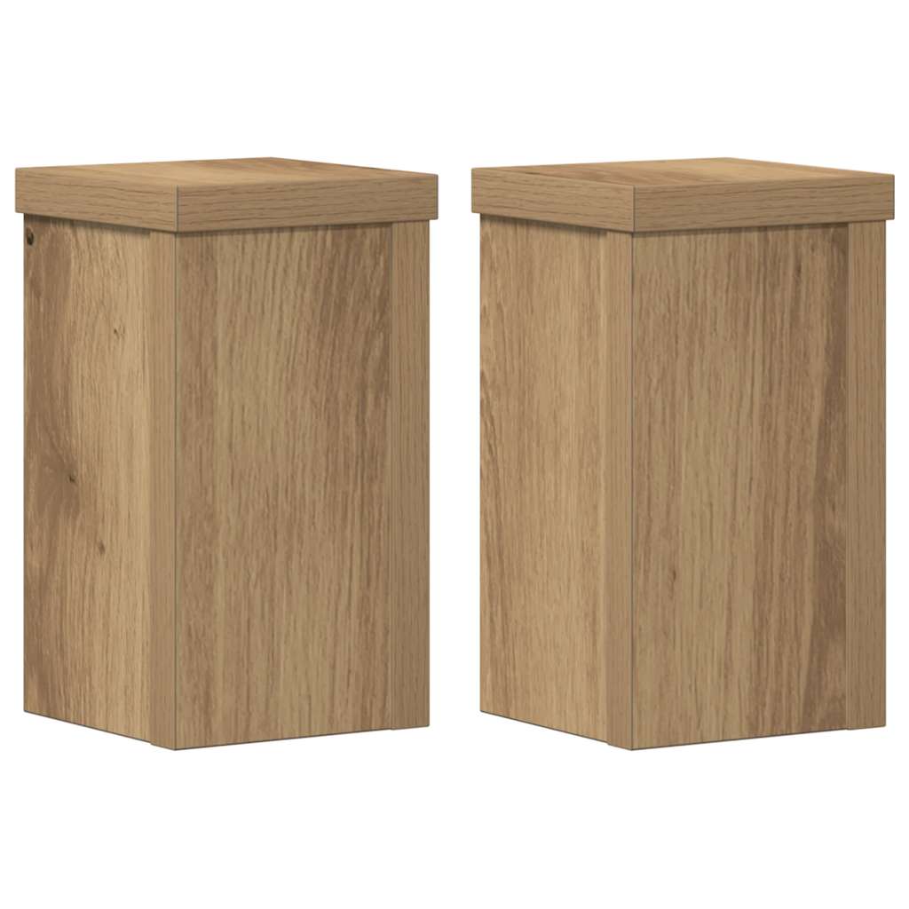 plantestativer 2 stk. 10x10x18 cm konstrueret træ egetræsfarvet