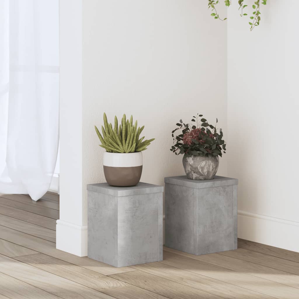 Planteholder 2 stk. Betongrå 15 x 15 x 20 cm Konstrueret træ