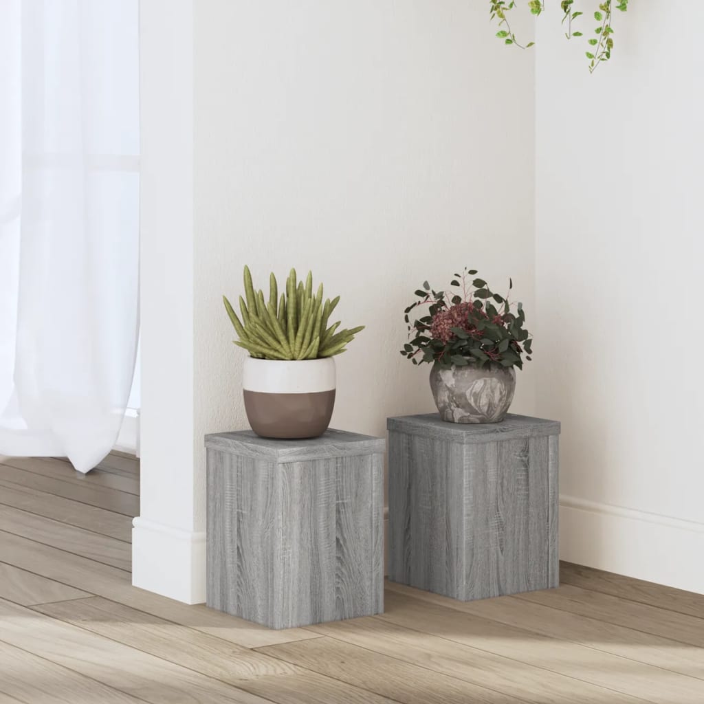 plantestativer 2 stk. 15x15x20 cm konstrueret træ grå sonoma-eg