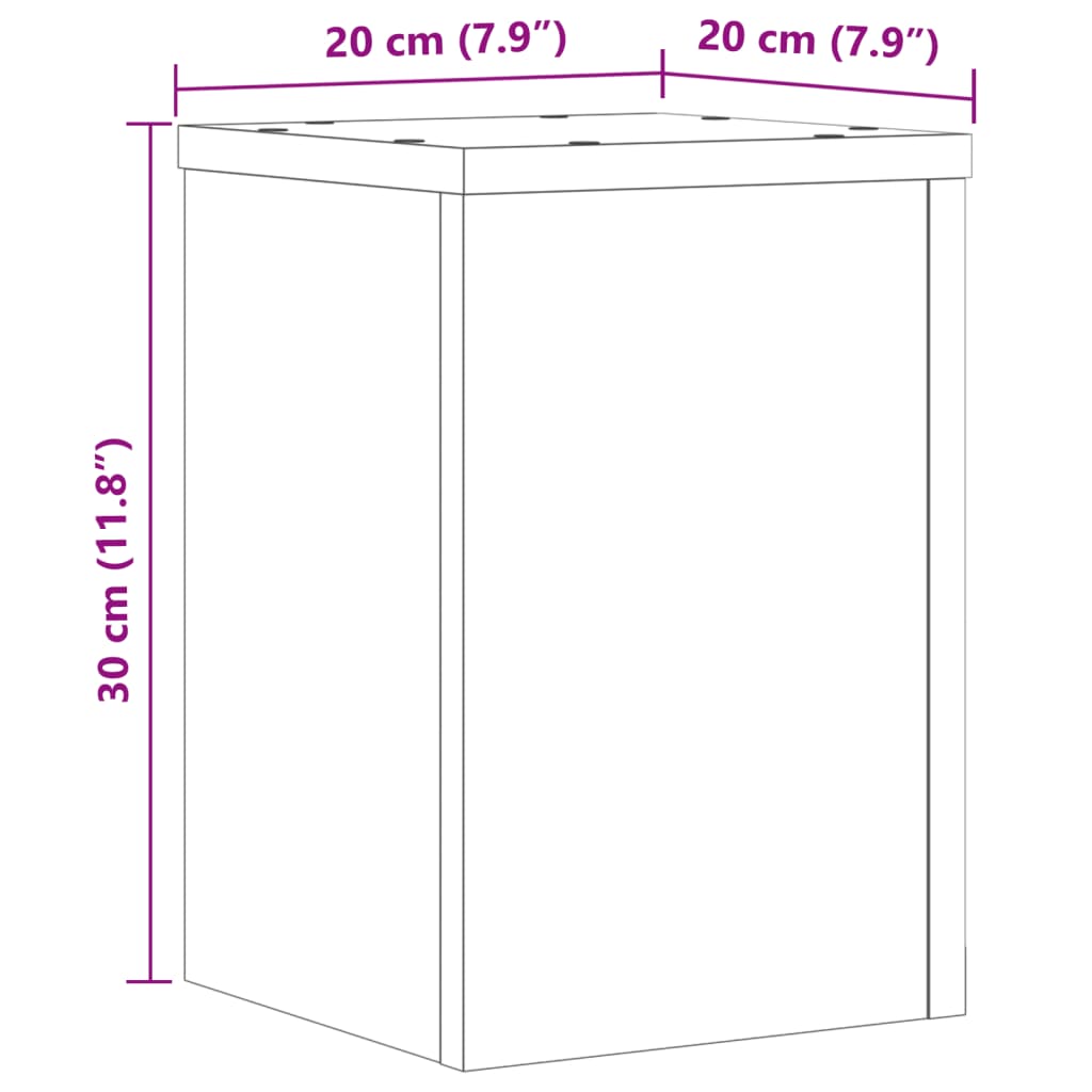 plantestativer 2 stk. 20x20x30 cm konstrueret træ brunt eg