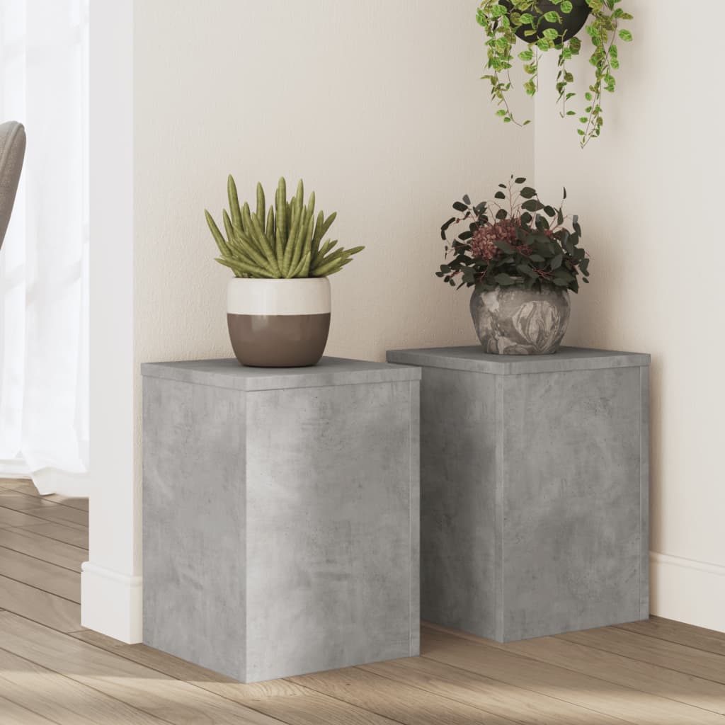Planteholder 2 stk. Betongrå 25 x 25 x 35 cm Konstrueret træ