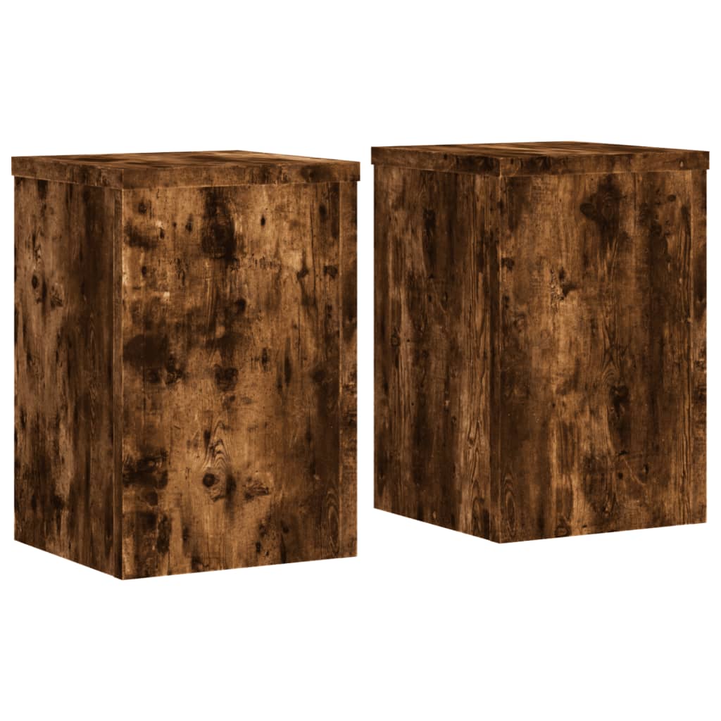plantestativer 2 stk. 25x25x35 cm konstrueret træ røget eg