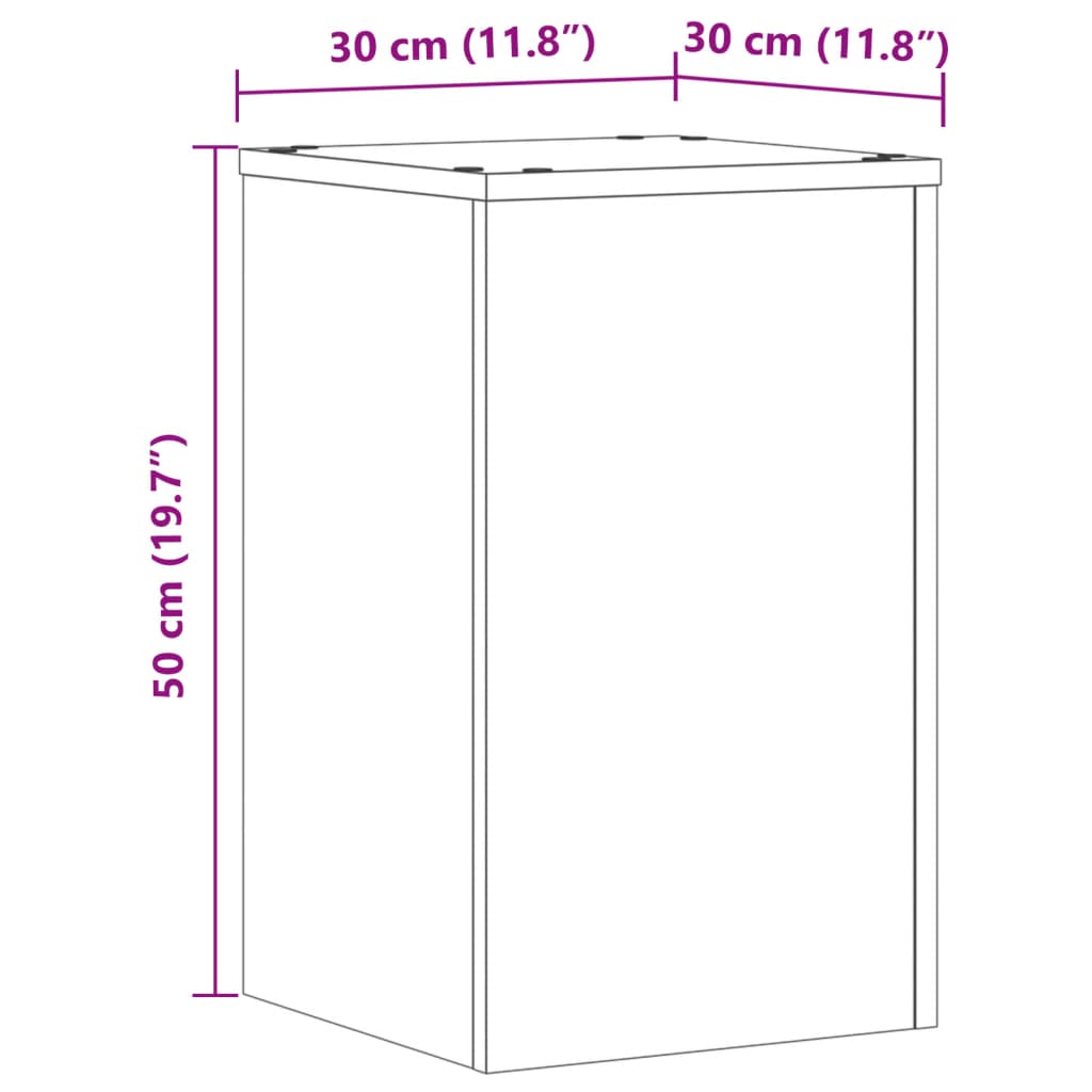 plantestativer 2 stk. 30x30x50 cm konstrueret træ brunt eg