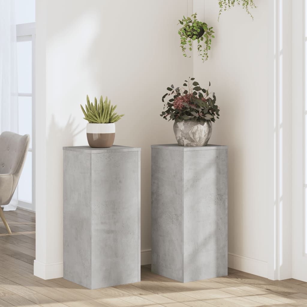 Planteholder 2 stk. Betongrå 30 x 30 x 70 cm Konstrueret træ