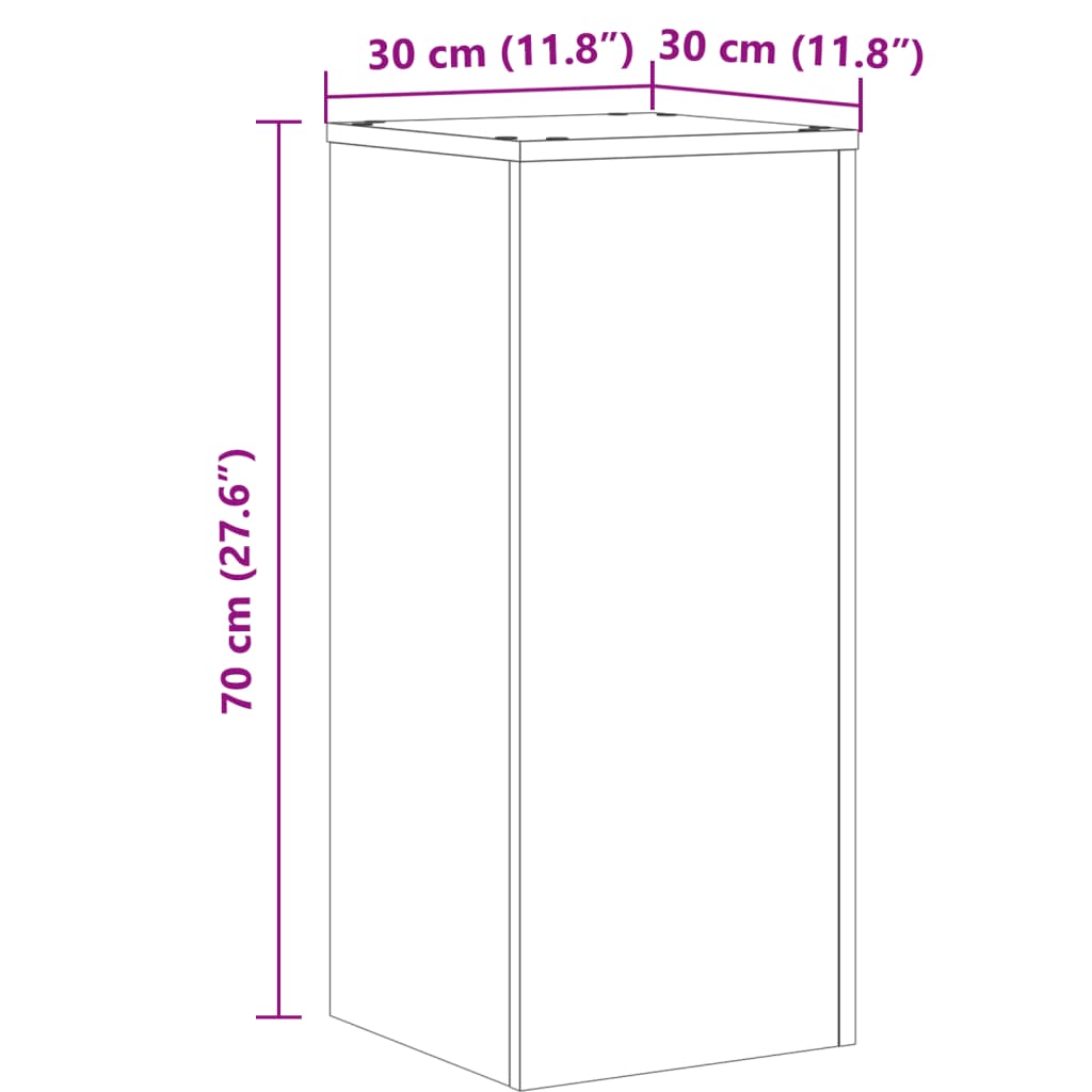 plantestativer 2 stk. 30x30x70 cm konstrueret træ røget eg