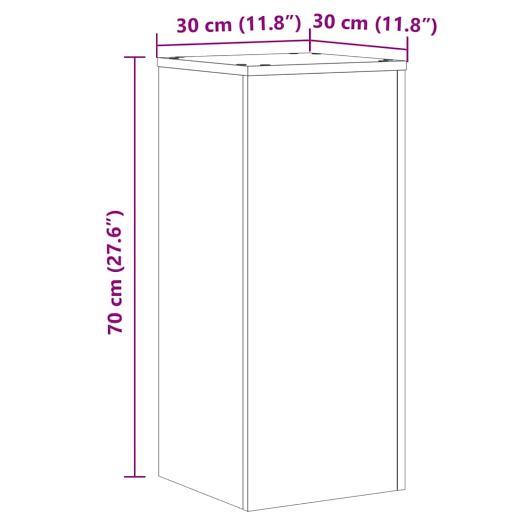 plantestativer 2 stk. 30x30x70 cm konstrueret træ egetræsfarvet