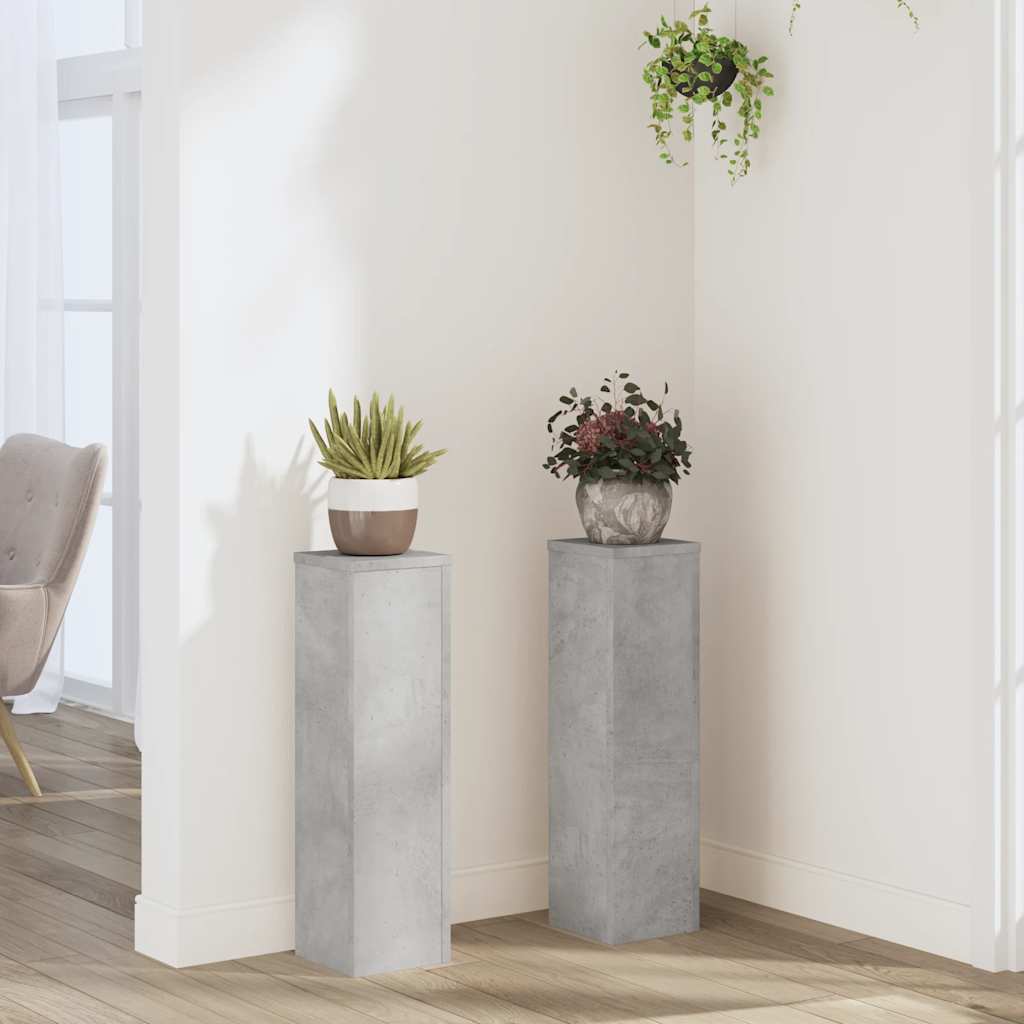Planteholder 2 stk. Betongrå 17 x 17 x 60 cm Konstrueret træ